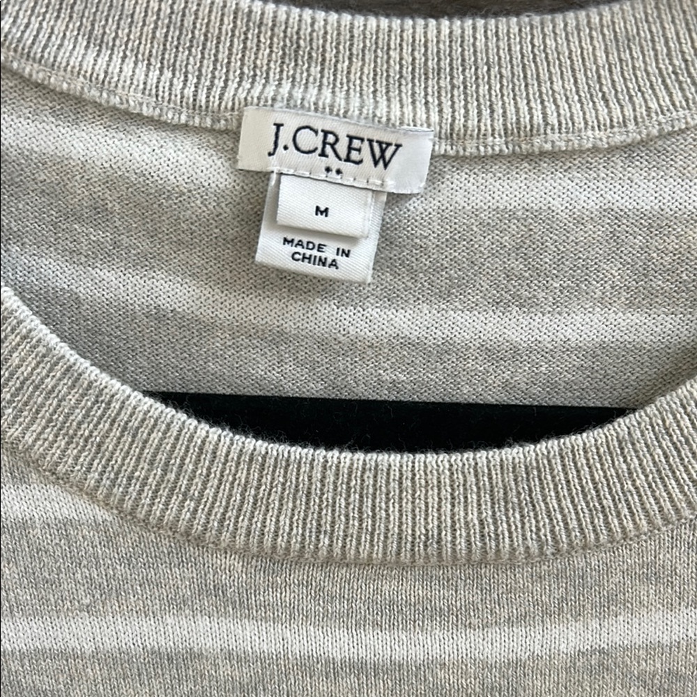 LOFT Gray Striped Ruffle Sweater - Picture 3 of 6